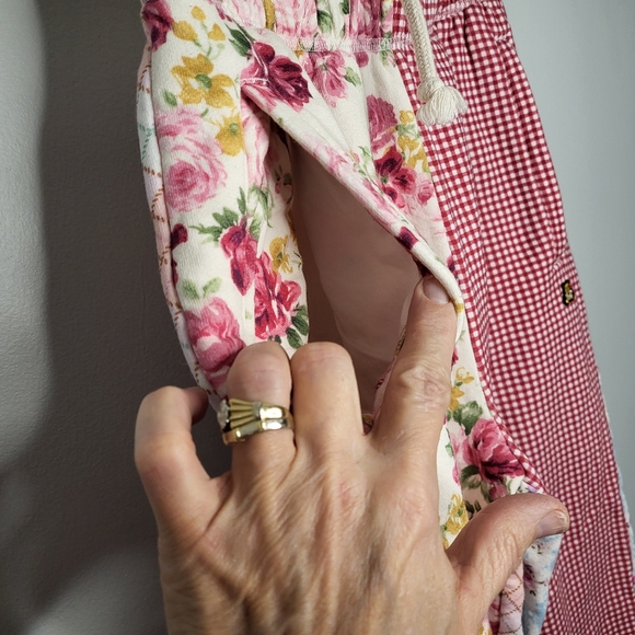 Teddy Fresh Women's Size S Multicolor Floral/Gingham Patchwork Pants Joggers - Picture 6 of 12